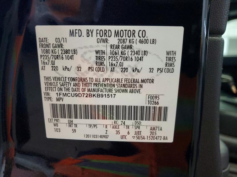 Продажа на аукционе авто 2011 Ford Escape, vin: 1FMCU9D72BKB91517, номер лота: 56501826
