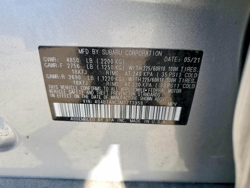 Aukcja sprzedaży 2021 Subaru Outback, vin: 4S4BTANC0M3213958, numer aukcji: 56314076