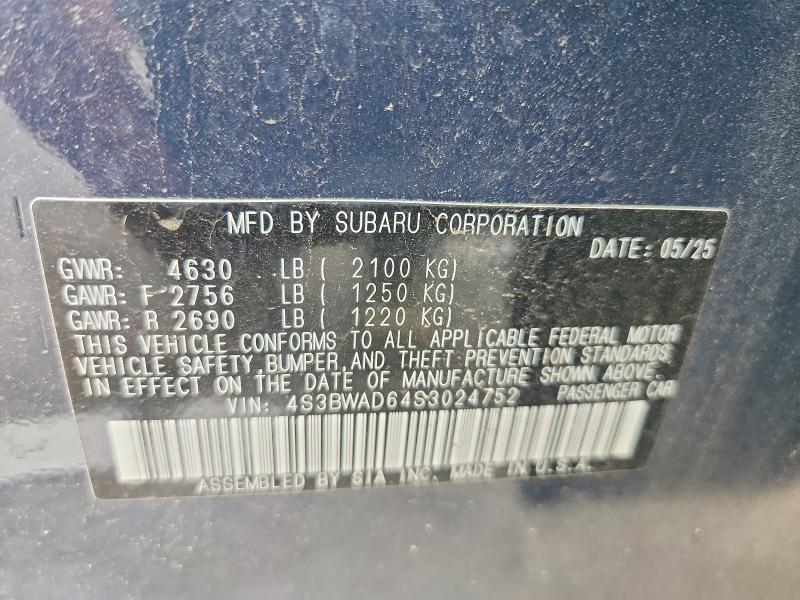 Aukcja sprzedaży 2025 Subaru Legacy, vin: 4S3BWAD64S3024752, numer aukcji: 57317366