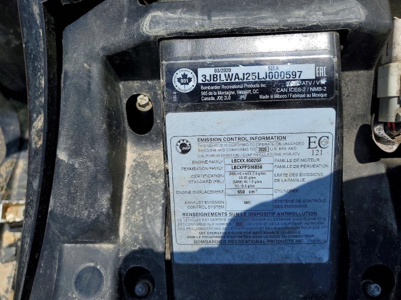 Продаж на аукціоні авто 2020 Can-am Outlander, vin: 3JBLWAJ25LJ000597, номер лоту: 56476006