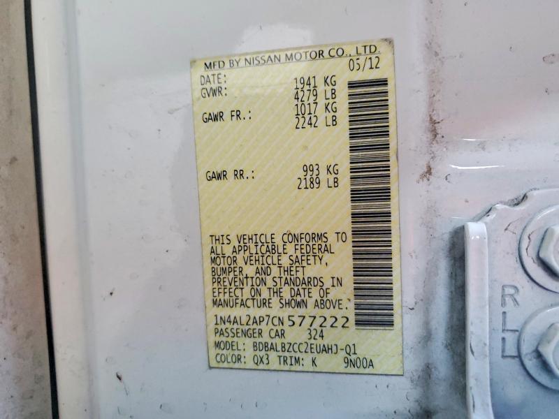 Продаж на аукціоні авто 2012 Nissan Altima, vin: 1N4AL2AP7CN577222, номер лоту: 55692276