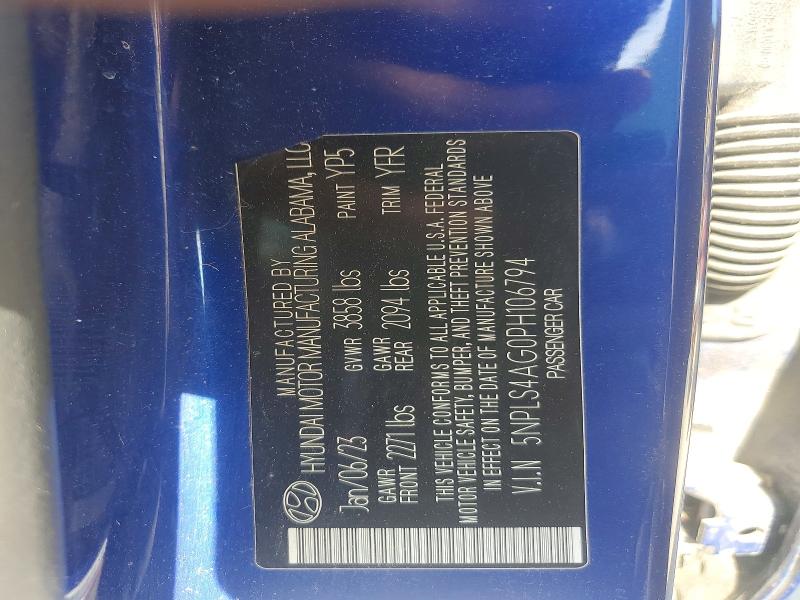 56282936 :رقم المزاد ، 5NPLS4AG0PH106794 vin ، 2023 Hyundai Elantra مزاد بيع