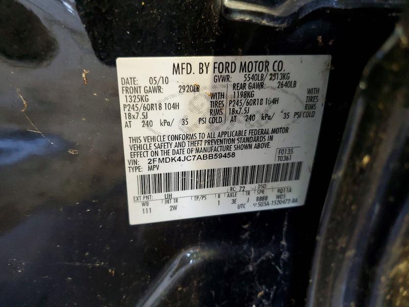 56085666 :رقم المزاد ، 2FMDK4JC7ABB59458 vin ، 2010 Ford Edge مزاد بيع