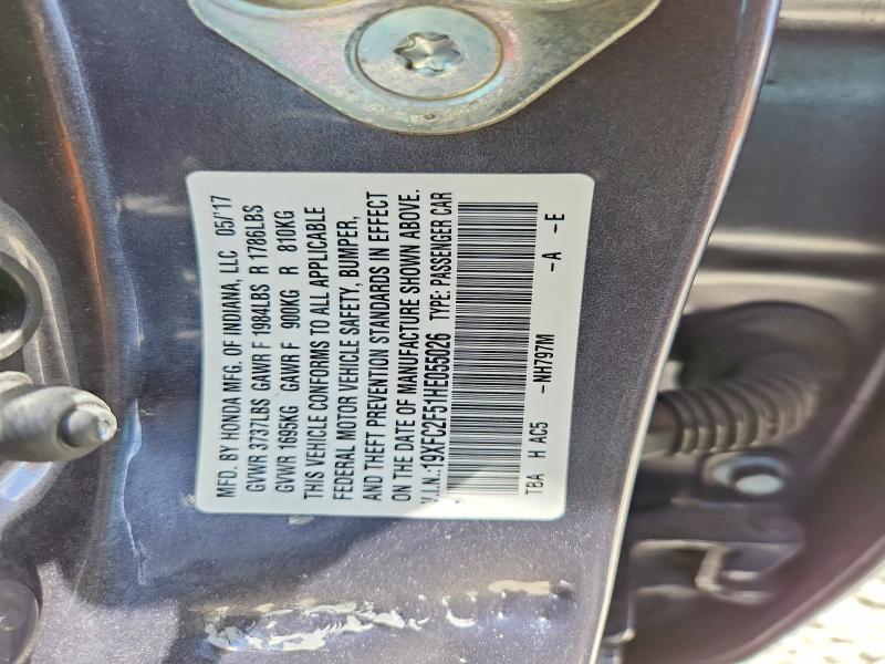 57681666 :رقم المزاد ، 19XFC2F51HE055026 vin ، 2017 Honda Civic مزاد بيع
