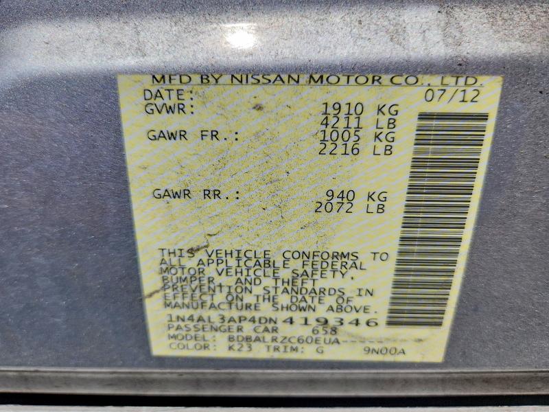Продаж на аукціоні авто 2013 Nissan Altima, vin: 1N4AL3AP4DN419346, номер лоту: 55970296