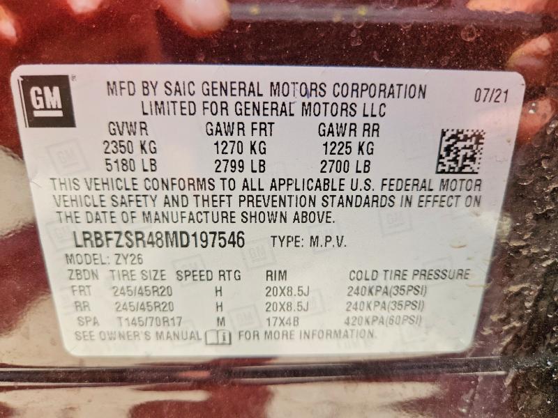 Aukcja sprzedaży 2021 Buick Envision, vin: LRBFZSR48MD197546, numer aukcji: 57337516