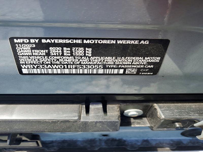 2024 Bmw I4 მანქანა იყიდება აუქციონზე, vin: WBY33AW01RFS33055, აუქციონის ნომერი: 58348276