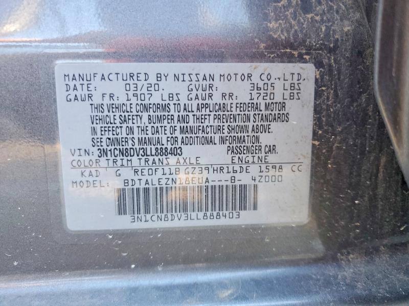 58504476 :رقم المزاد ، 3N1CN8DV3LL888403 vin ، 2020 Nissan Versa مزاد بيع