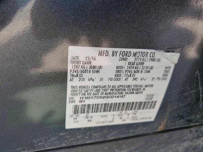 Aukcja sprzedaży 2016 Ford Explorer, vin: 1FM5K7DH2GGD14187, numer aukcji: 56098376