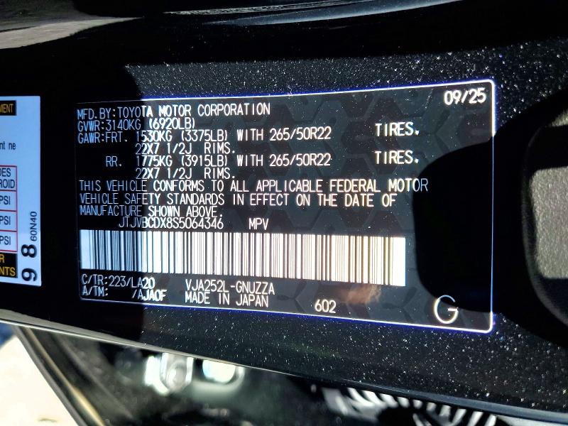 Aukcja sprzedaży 2025 Lexus Gx 550, vin: JTJVBCDX8S5064346, numer aukcji: 57478666