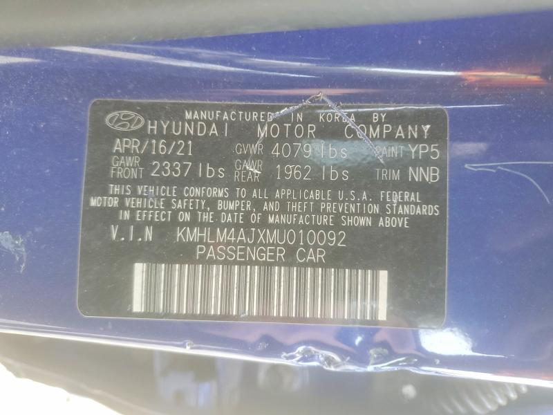 Продажа на аукционе авто 2021 Hyundai Elantra, vin: KMHLM4AJXMU010092, номер лота: 58635176