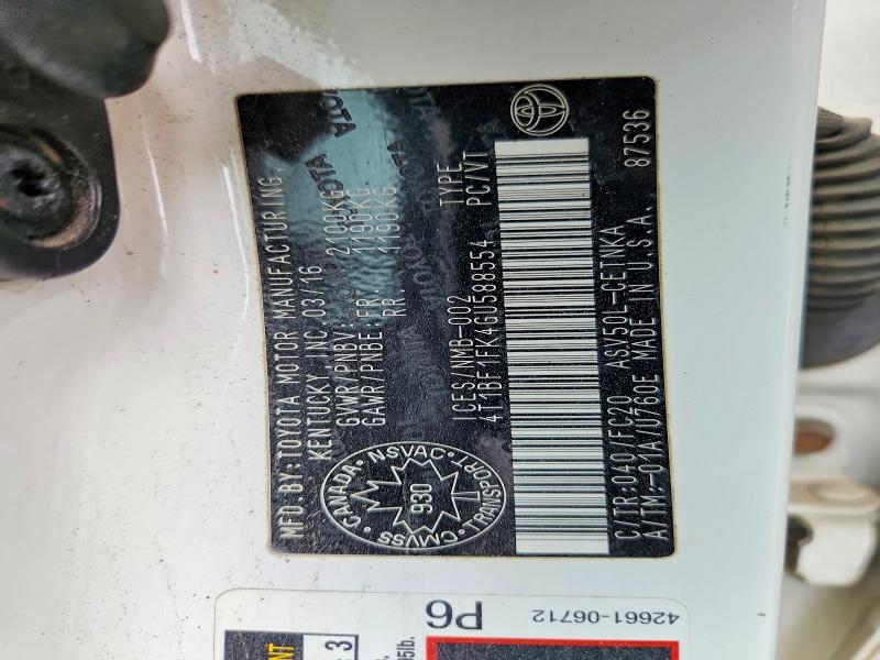 57639506 :رقم المزاد ، 4T1BF1FK4GU588554 vin ، 2016 Toyota Camry مزاد بيع