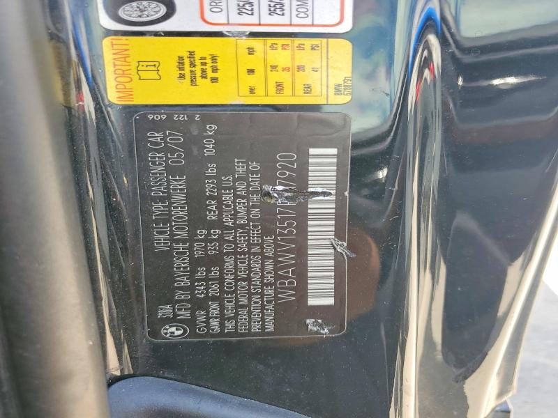 Продаж на аукціоні авто 2007 Bmw 328, vin: WBAWV13517P117920, номер лоту: 55775646