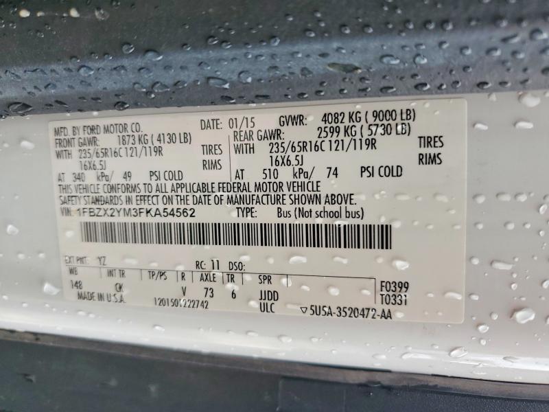 57882976 :رقم المزاد ، 1FBZX2YM3FKA54562 vin ، 2015 Ford Transit مزاد بيع