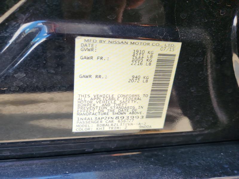 2015 Nissan Altima მანქანა იყიდება აუქციონზე, vin: 1N4AL3AP2FN893993, აუქციონის ნომერი: 57894306