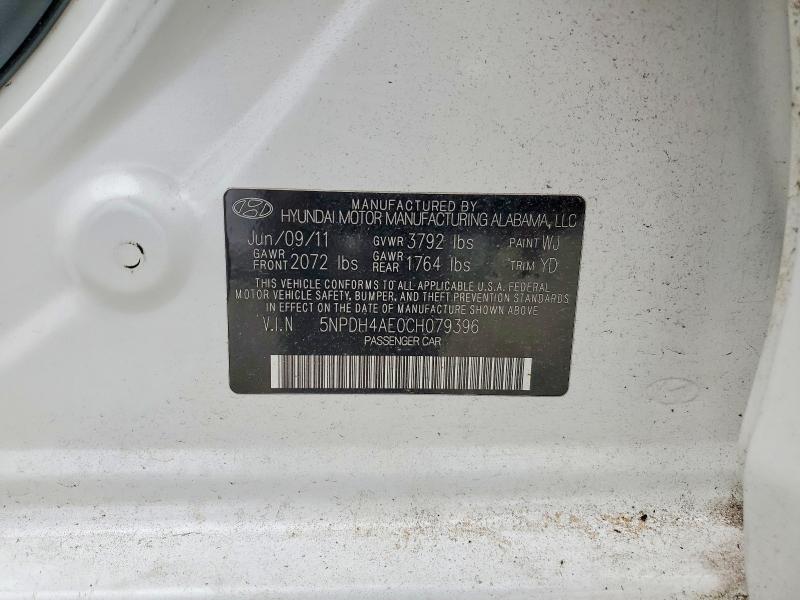 Aukcja sprzedaży 2012 Hyundai Elantra, vin: 5NPDH4AE0CH079396, numer aukcji: 55436906