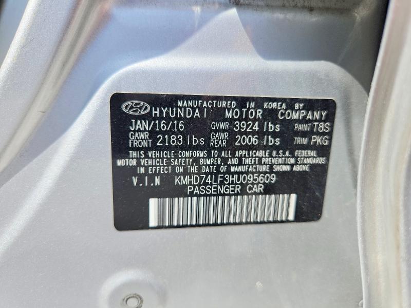 Продаж на аукціоні авто 2017 Hyundai Elantra, vin: KMHD74LF3HU095609, номер лоту: 57315896