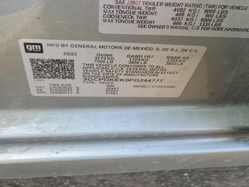 Продажа на аукционе авто 2023 Chevrolet Silverado, vin: 3GCPDKEK0PG244777, номер лота: 57576446