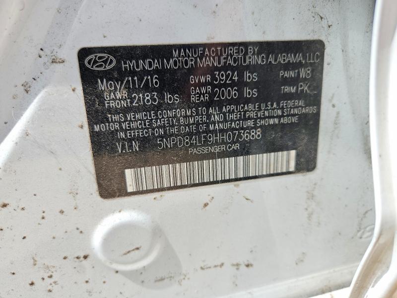 2017 Hyundai Elantra მანქანა იყიდება აუქციონზე, vin: 5NPD84LF9HH073688, აუქციონის ნომერი: 58862746