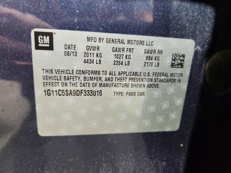 2013 Chevrolet Malibu მანქანა იყიდება აუქციონზე, vin: 1G11C5SA9DF333016, აუქციონის ნომერი: 57019116