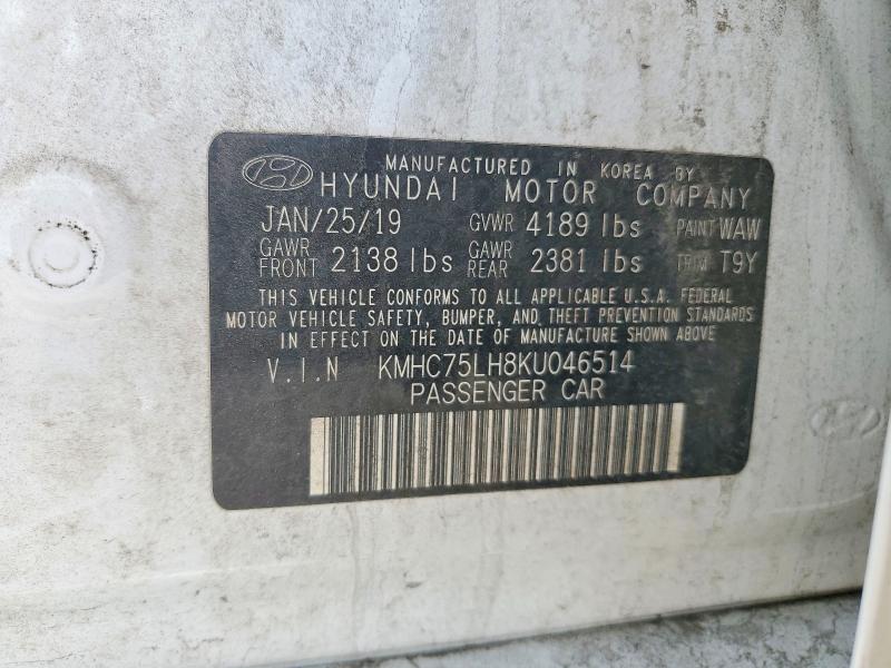 57169036 :رقم المزاد ، KMHC75LH8KU046514 vin ، 2019 Hyundai Ioniq Electric مزاد بيع
