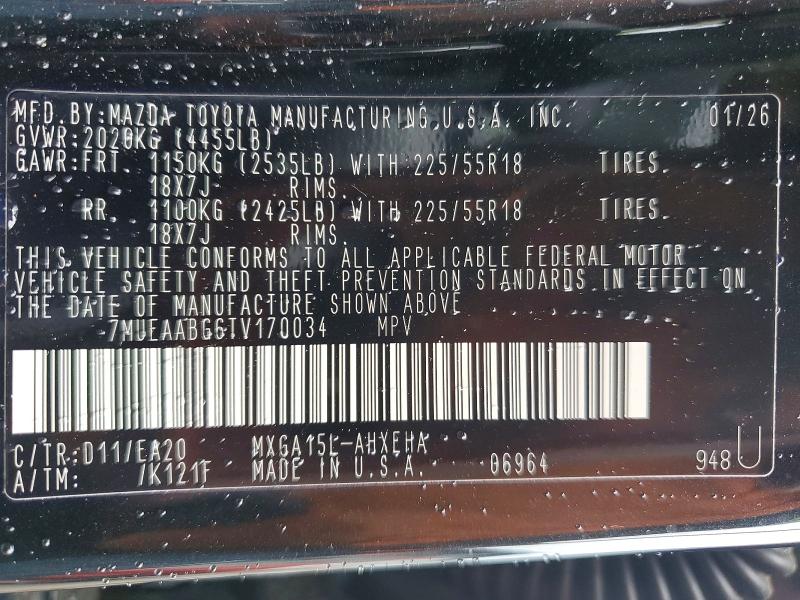 Продаж на аукціоні авто 2026 Toyota Corolla Cross, vin: 7MUEAABG6TV170034, номер лоту: 58454926