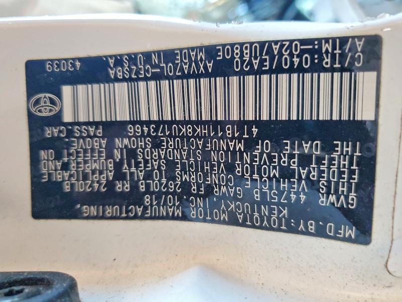 56228346 :رقم المزاد ، 4T1B11HK8KU173466 vin ، 2019 Toyota Camry مزاد بيع