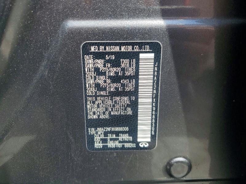 Продаж на аукціоні авто 2019 Infiniti Qx80, vin: JN8AZ2NFXK9688305, номер лоту: 56809966