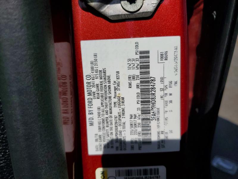 2018 Ford Fusion მანქანა იყიდება აუქციონზე, vin: 3FA6P0HD8JR284787, აუქციონის ნომერი: 57294846