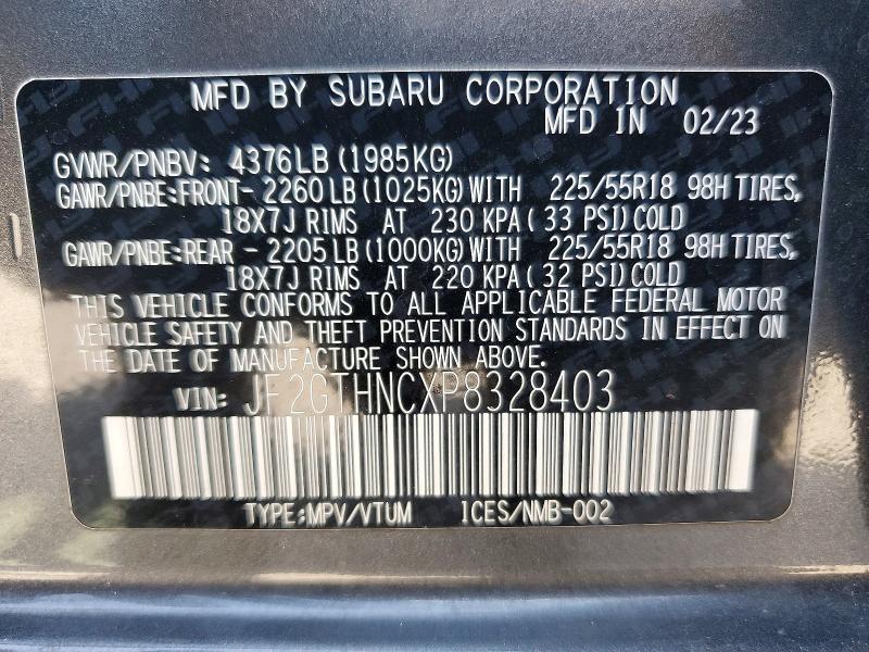Продажа на аукционе авто 2023 Subaru Crosstrek, vin: JF2GTHNCXP8328403, номер лота: 55534286