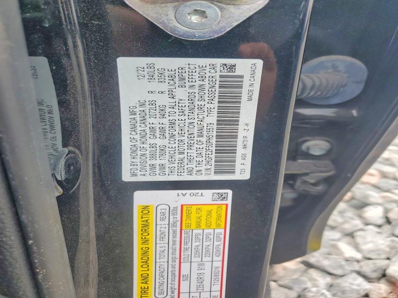 55702106 :رقم المزاد ، 2HGFE2F50PH515579 vin ، 2023 Honda Civic مزاد بيع