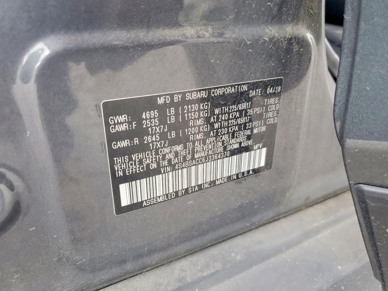 Продаж на аукціоні авто 2018 Subaru Outback, vin: 4S4BSACC6J3364370, номер лоту: 58028656