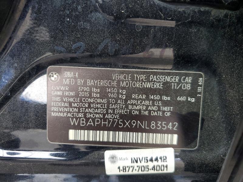 Aukcja sprzedaży 2009 Bmw 328, vin: WBAPH775X9NL83542, numer aukcji: 56412596