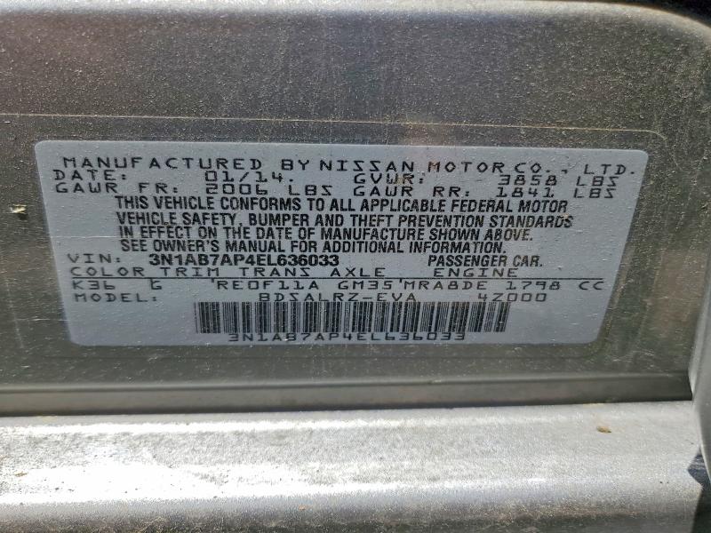 58958906 :رقم المزاد ، 3N1AB7AP4EL636033 vin ، 2014 Nissan Sentra مزاد بيع