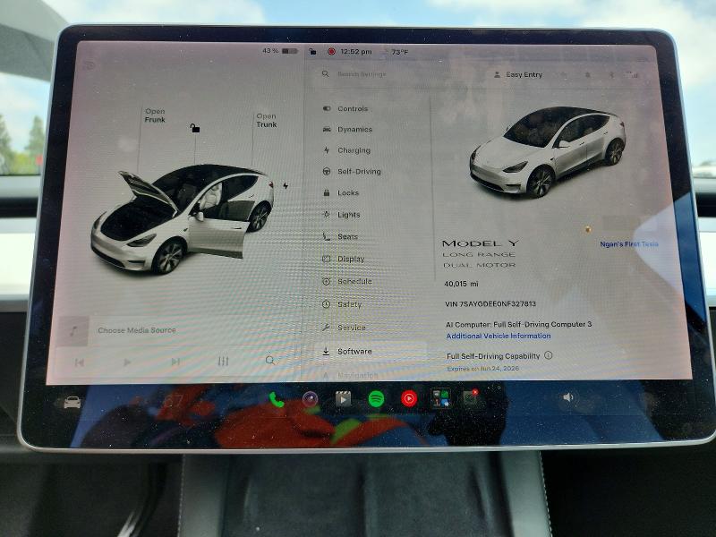 2022 Tesla Model Y მანქანა იყიდება აუქციონზე, vin: 7SAYGDEE0NF327813, აუქციონის ნომერი: 57919876