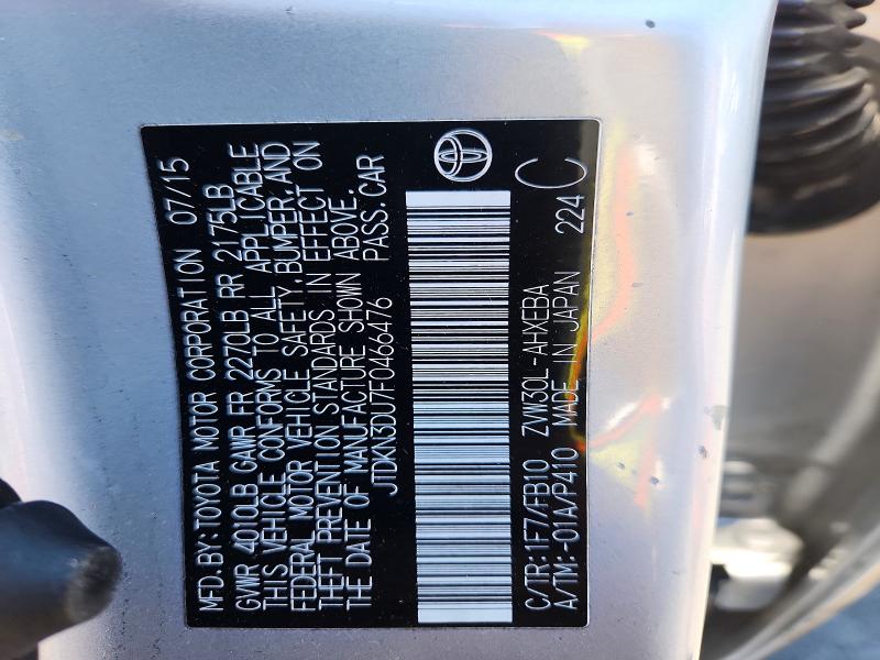 55945626 :رقم المزاد ، JTDKN3DU7F0466476 vin ، 2015 Toyota Prius مزاد بيع