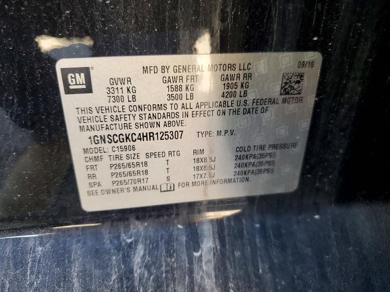 Продаж на аукціоні авто 2017 Chevrolet Suburban, vin: 1GNSCGKC4HR125307, номер лоту: 55208796