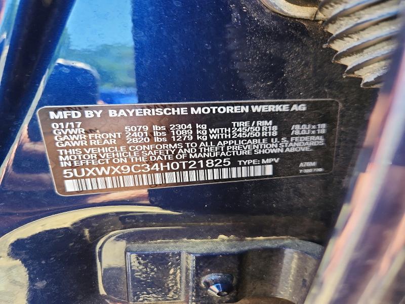 Продаж на аукціоні авто 2017 Bmw X3, vin: 5UXWX9C34H0T21825, номер лоту: 57709596