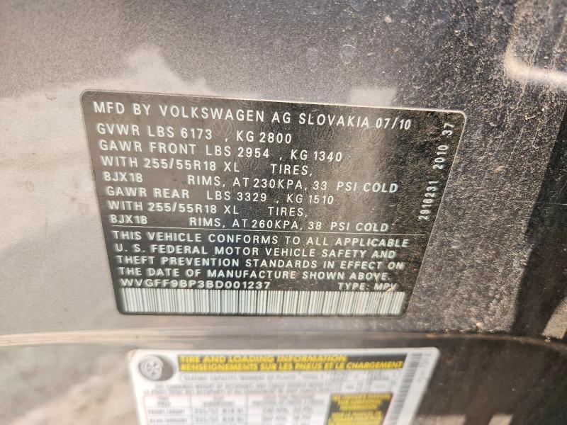 Продажа на аукционе авто 2011 Volkswagen Touareg, vin: WVGFF9BP3BD001237, номер лота: 58326196