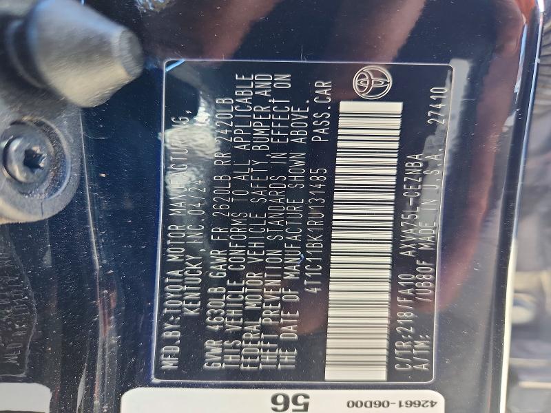 57657366 :رقم المزاد ، 4T1C11BK1RU131485 vin ، 2024 Toyota Camry مزاد بيع