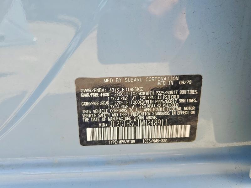 Aukcja sprzedaży 2021 Subaru Crosstrek, vin: JF2GTHSC1MH248911, numer aukcji: 55825906
