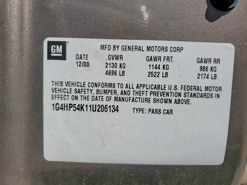 58751046 :رقم المزاد ، 1G4HP54K11U206134 vin ، 2001 Buick Lesabre مزاد بيع