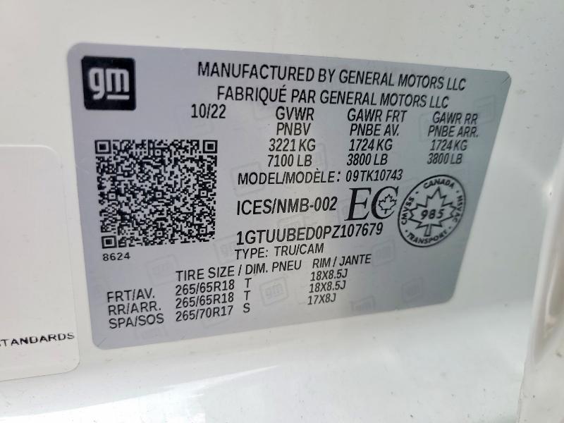 2023 Gmc Sierra მანქანა იყიდება აუქციონზე, vin: 1GTUUBED0PZ107679, აუქციონის ნომერი: 57505566