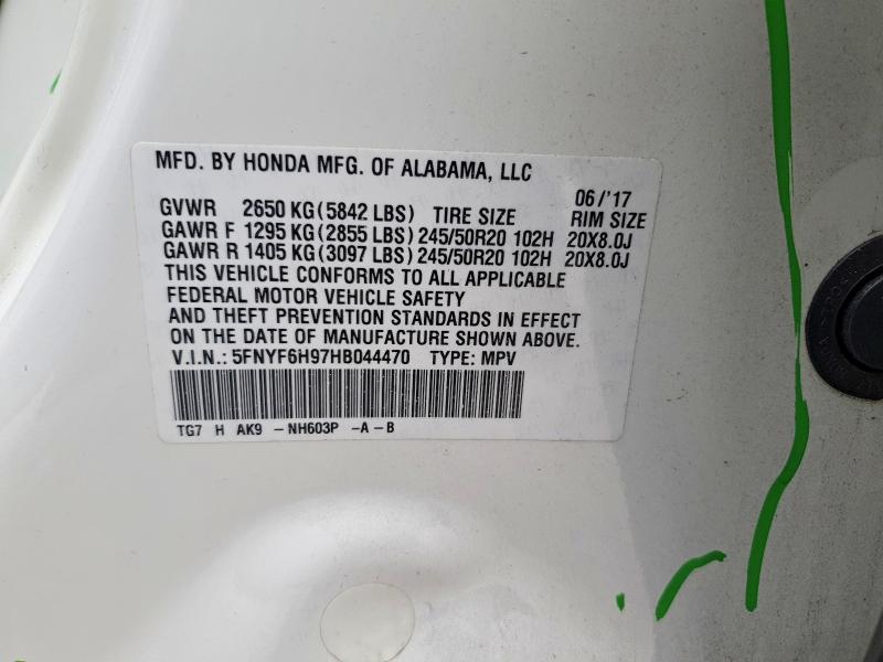 55947656 :رقم المزاد ، 5FNYF6H97HB044470 vin ، 2017 Honda Pilot مزاد بيع