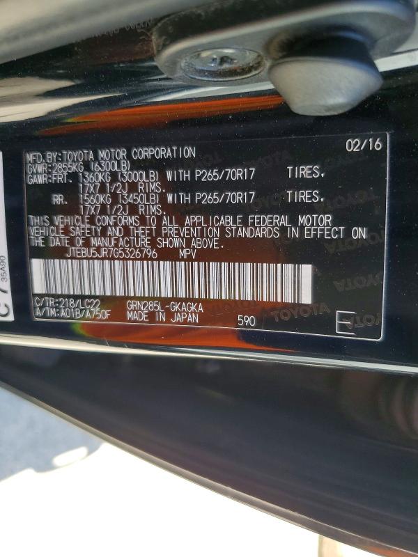 Продажа на аукционе авто 2016 Toyota 4runner, vin: JTEBU5JR7G5326796, номер лота: 55654476