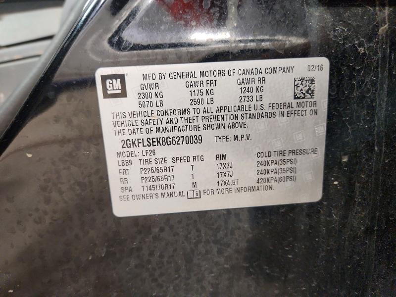 58478256 :رقم المزاد ، 2GKFLSEK8G6270039 vin ، 2016 Gmc Terrain مزاد بيع