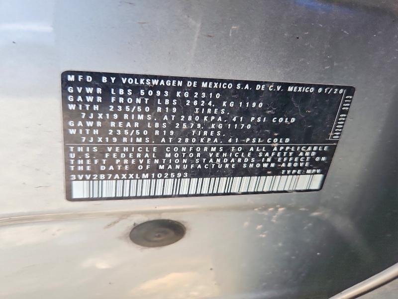 Продажа на аукционе авто 2020 Volkswagen Tiguan, vin: 3VV2B7AXXLM102593, номер лота: 58421606