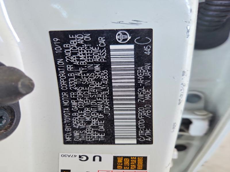 Aukcja sprzedaży 2020 Toyota Prius Prime, vin: JTDKARFP3L3140836, numer aukcji: 58447186