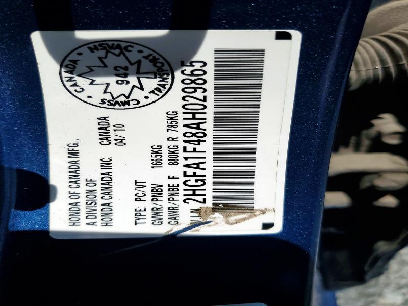 Продаж на аукціоні авто 2010 Honda Civic, vin: 2HGFA1F48AH029865, номер лоту: 58588746