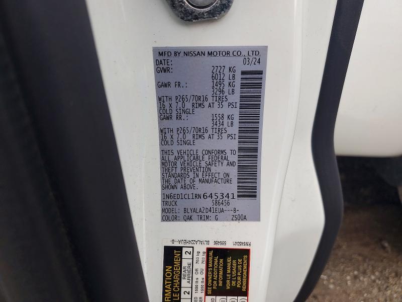 2024 Nissan Frontier მანქანა იყიდება აუქციონზე, vin: 1N6ED1CL1RN645341, აუქციონის ნომერი: 57535576
